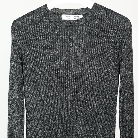 Proenza Schouler White Label Black & Silver Lurex Ribbed-Knit Sweater - Picture 4 of 9